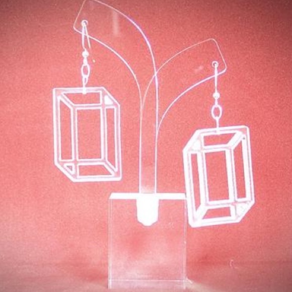 Transparent Prism Earrings - Tetragonal Lucite - Picture 7 of 7